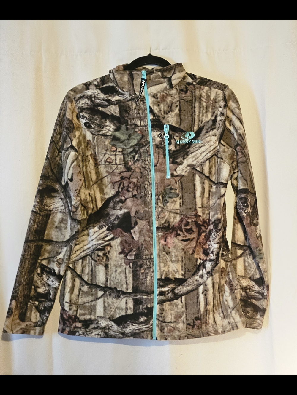 Mossy Oak Women's Camouflage Utility Jacket with Teal Zipper